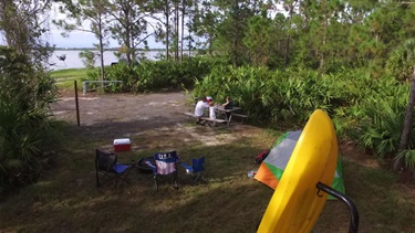 Family camping at a campsite