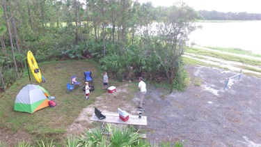 Family camping at a campsite