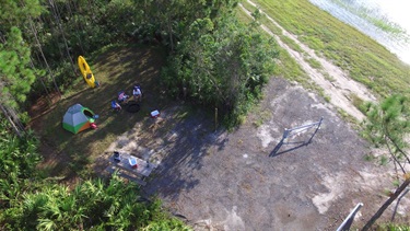 Aerial of family camping