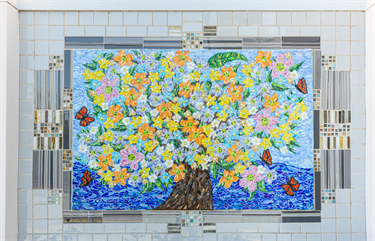 Butterfly and Flowers Tree Mosaic by Conrad Pickle Studios