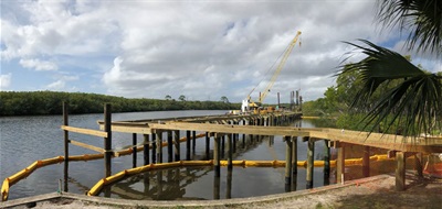 Construction 02/10/20 - main span near tree panoramic