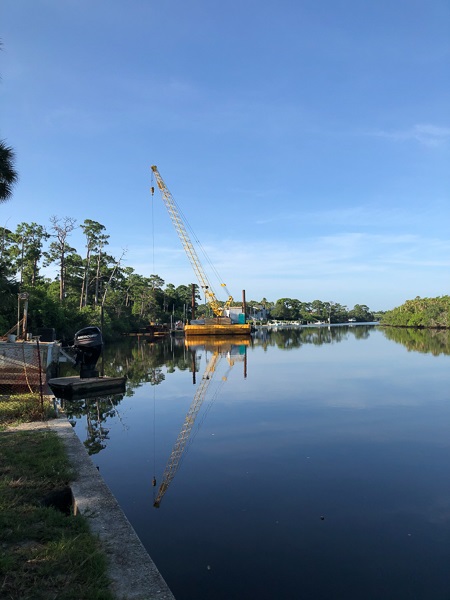 July 2020 - Brothers construction diving piles adjacent conservation tract