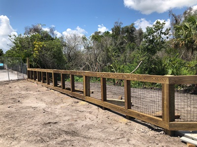 July 2020 - decorative fencing adjacent to bridge plaza