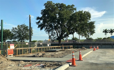 July 2020 - sidewalks connecting to bridge plaza