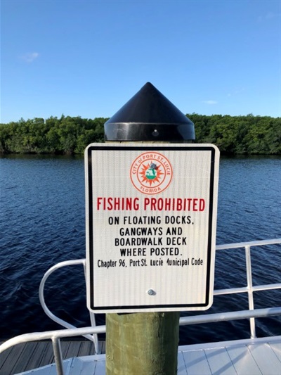 riverwalk fishing prohibited sign