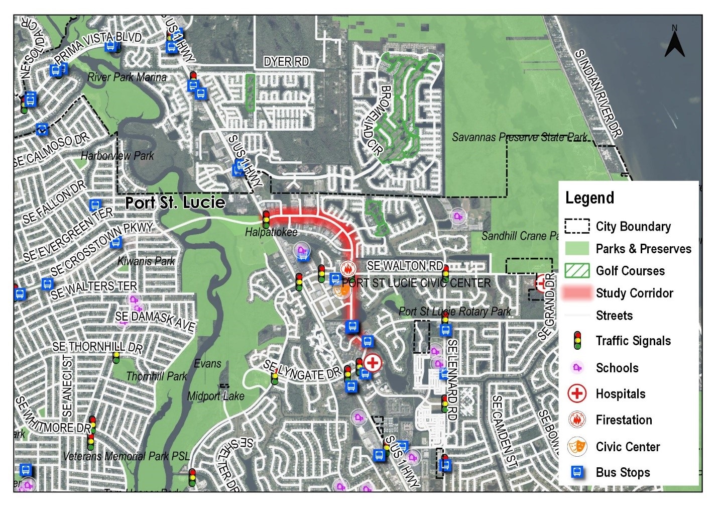 Map of Village Green Drive.