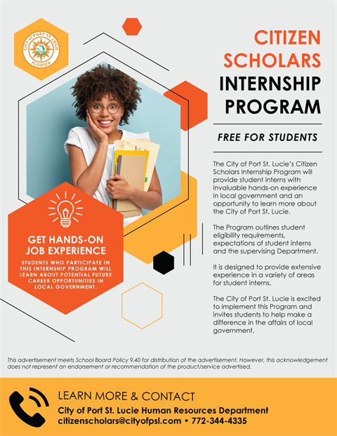 Citizen Scholars Internship Program flyer