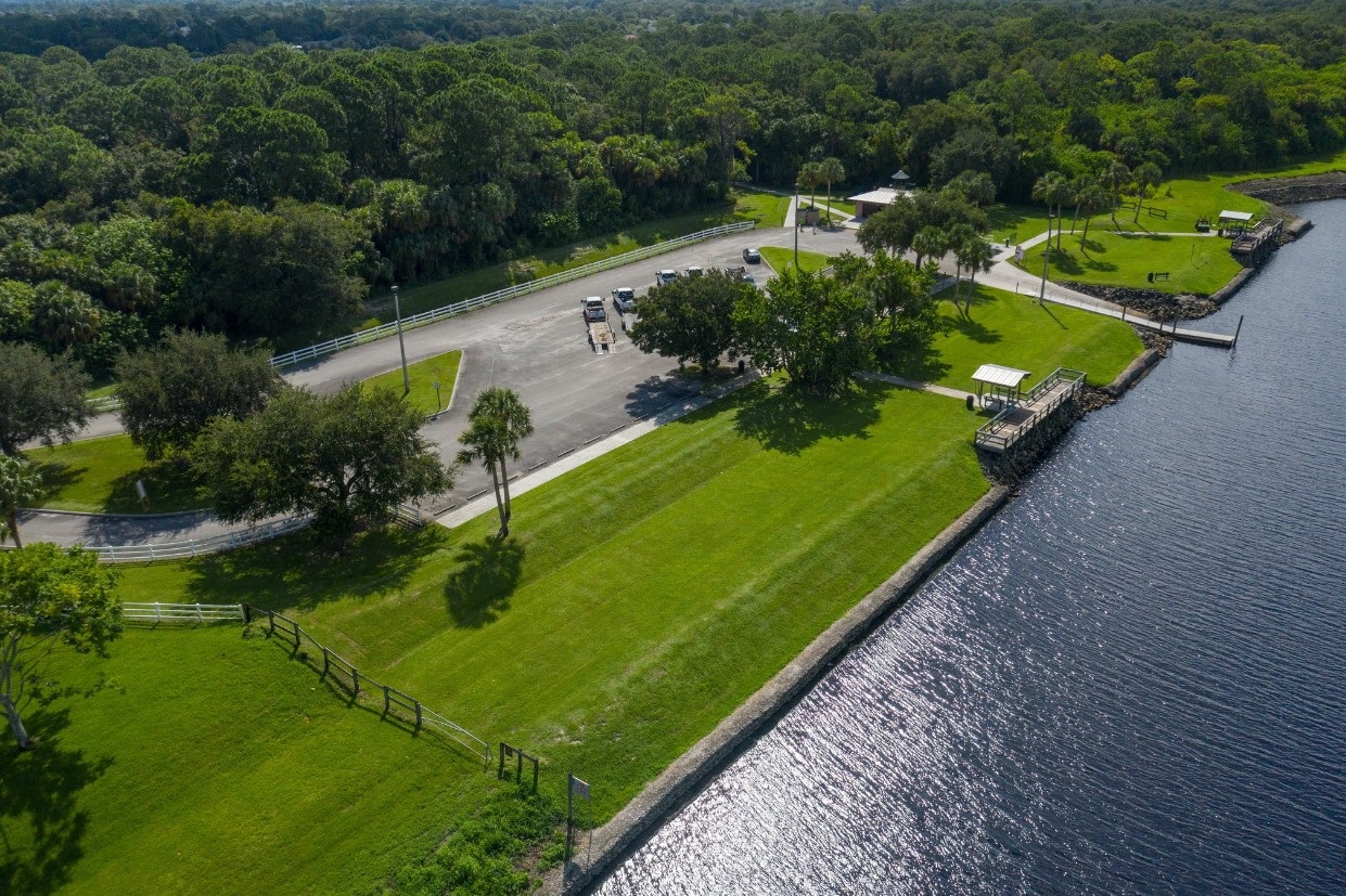 Oak Hammock Park aerial of boat launch and parking area