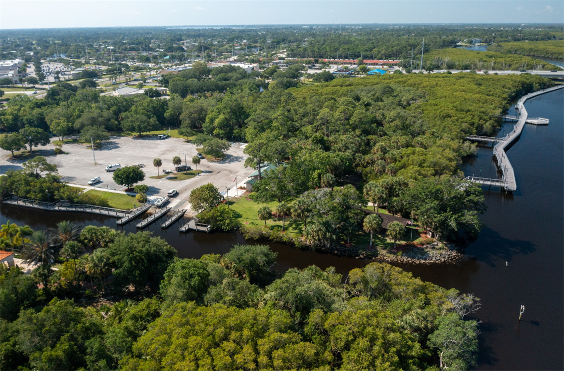 Veterans Park at Rivergate aerial boat ramps and boardwalk