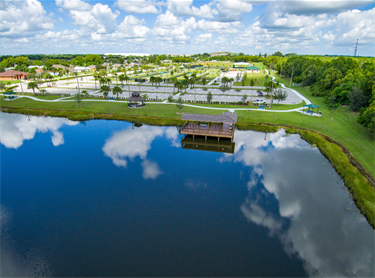 Winterlakes Park observation fishing deck and pond