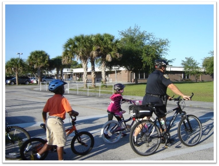 People biking to school