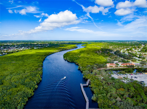 St. Lucie River and Boardwalk aerial