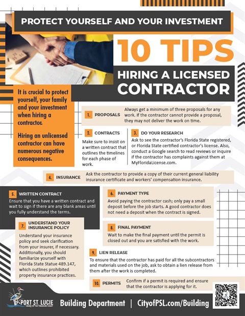 10 Tips hiring a contractor poster